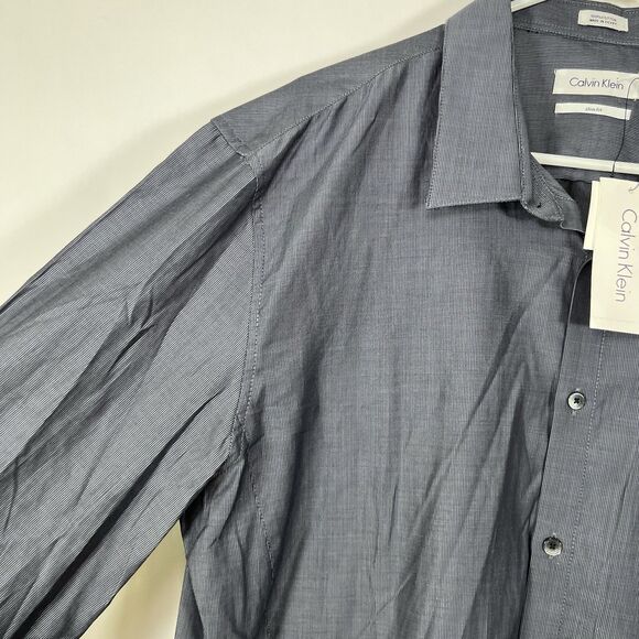 Calvin Klein Slim Fit Button Up Shirt Mens Size XL Gray Black Pinstripes NWT $79 - Picture 7 of 13